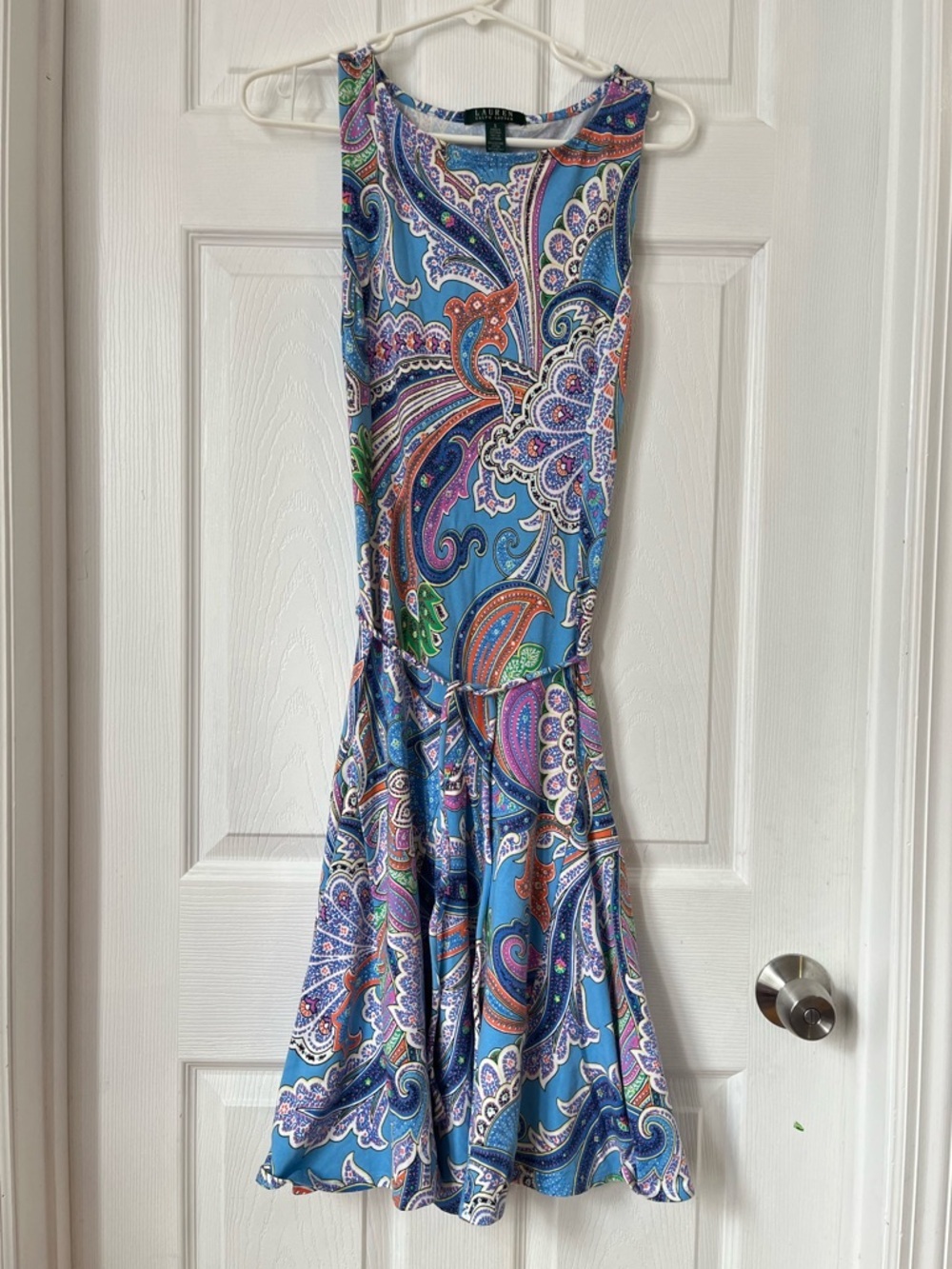 Lauren Ralph Lauren Blue Paisley Sleeveless Midi Dress Size Small
